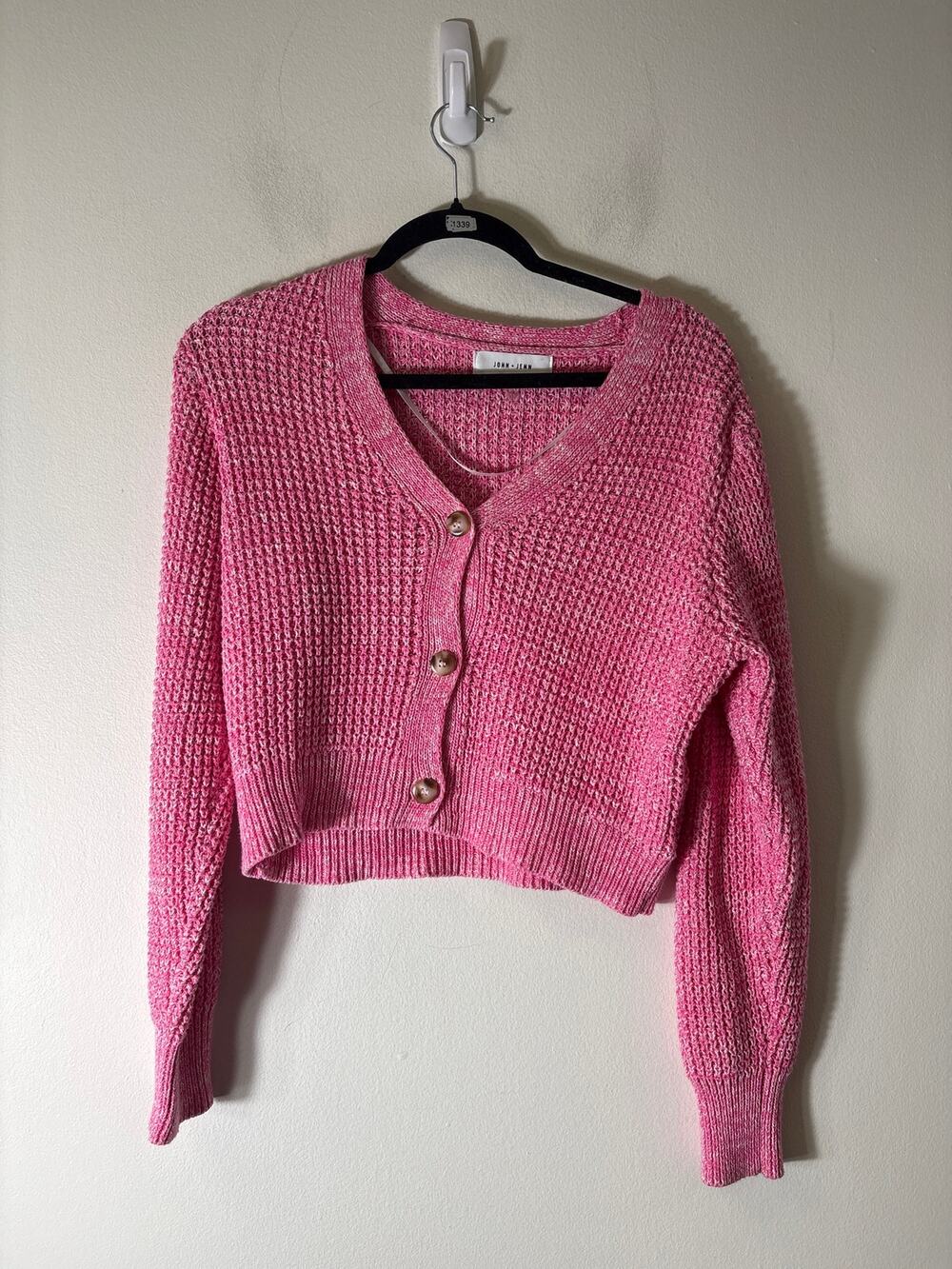 John + Jenn Pink Knit Cardigan Sweater Sz M